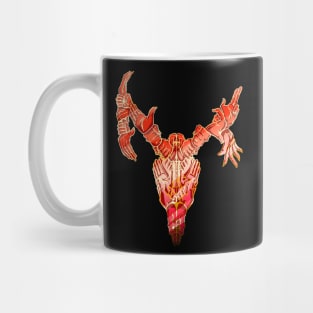 Creepy Metalic Deer Skull made of many hands (Red and Gold) Mug